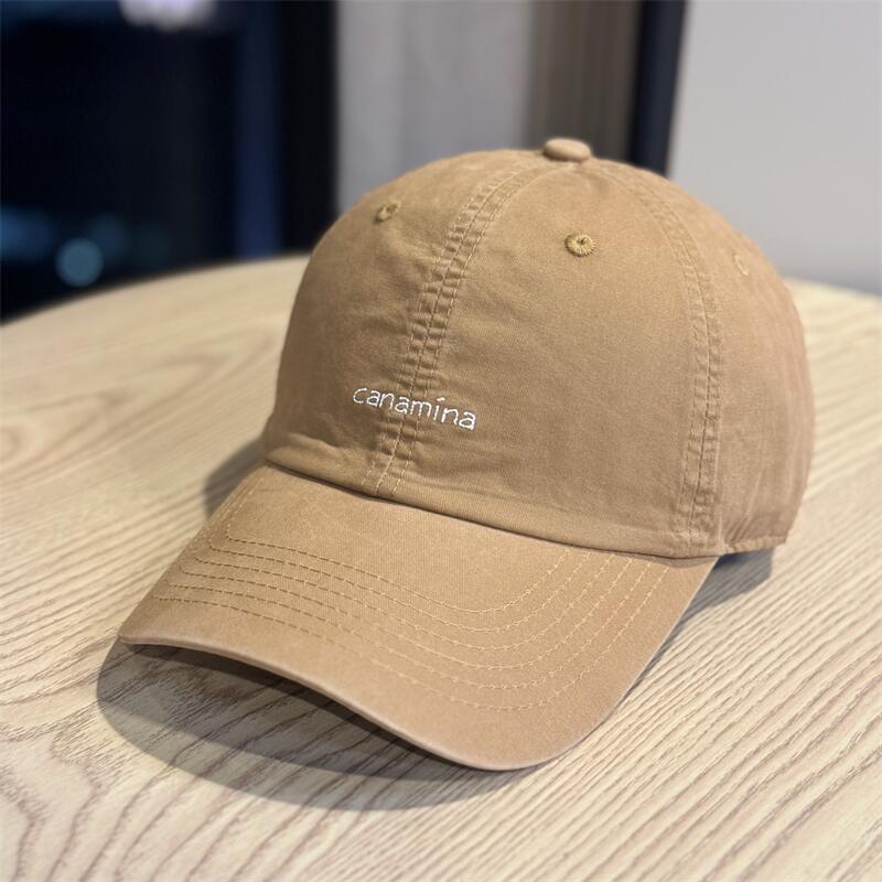 Autumn washed soft top simple small letter young students baseball cap street travel versatile face small curved brim hat