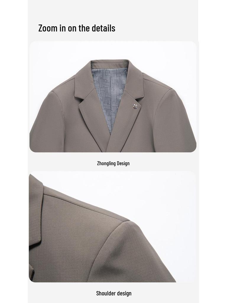 Men's Spring 2026 Korean Style Solid Color Single-Breasted Casual Suit Jacket