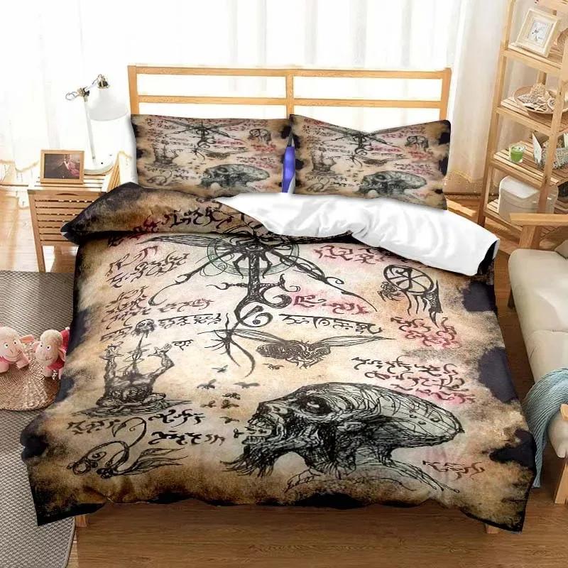 Demon Satanic Skull Duvet Cover Set Satan Bedding Sets Comforter Set Single Double King Quilt Cover Comforter Cover Set