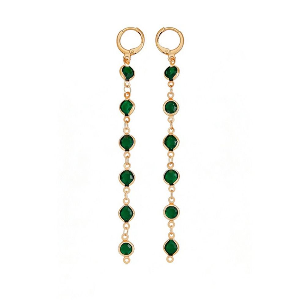 Copper Chain Rhinestone Earrings Colorful Rhinestone Long Tassel Earrings  Banquet Jewelry