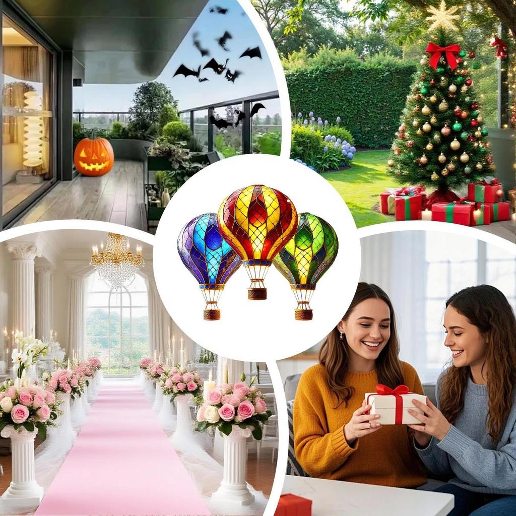 2D Flat Acrylic Christmas Hot Air Balloon Decoration Pendant Home Modern Hanging Decoration Bedroom Living Room Wall Decoration