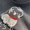Korean Style Women's Cartoon Puppy Embroidery Red Scarf Short-Sleeve T-Shirt