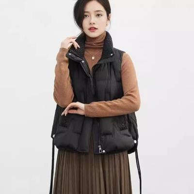 Down Cotton Vest Women's New Fashion Short Loose and Versatile Simple and Light Sleeveless Stand-up Collar