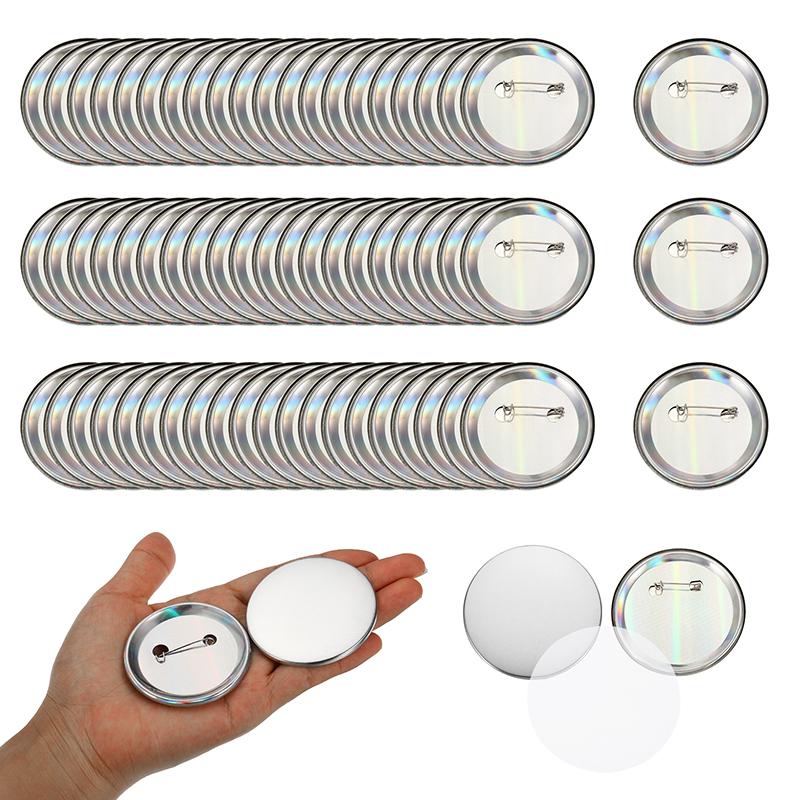 100/200 Pezzi Bottoni a Spilla Vuoti Parti per Macchina Fabbrica Bottoni Metallo Materiali Fai da Te per Bottoni Dorso Riflettente per Macchina Fabbrica Bottoni Rotondi