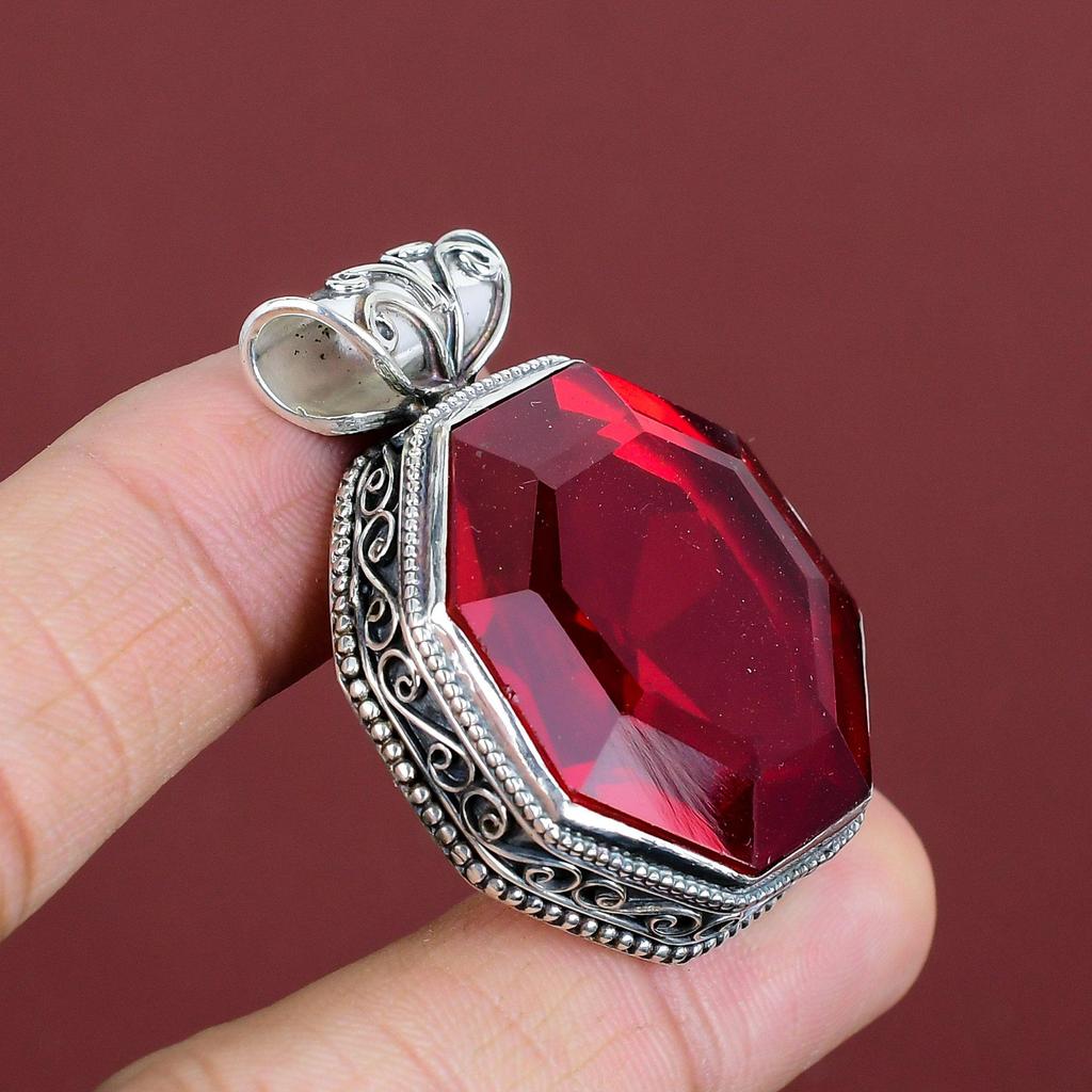 Faceted Mozambique Garnet Pendant Handmade Gemstone Jewelry 925 Sterling Silver Pendant Latest Design Pendant Vintage Pendant Gifts For Her