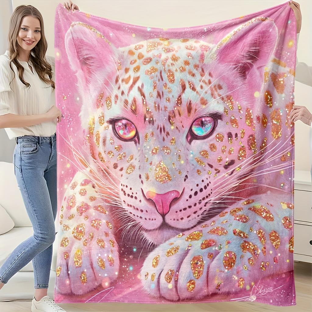 A Comfortable Beautiful Leopard Pattern Blanket, Soft High-Definition Digital Print, Suitable for All Seasons, Soft, Breathable