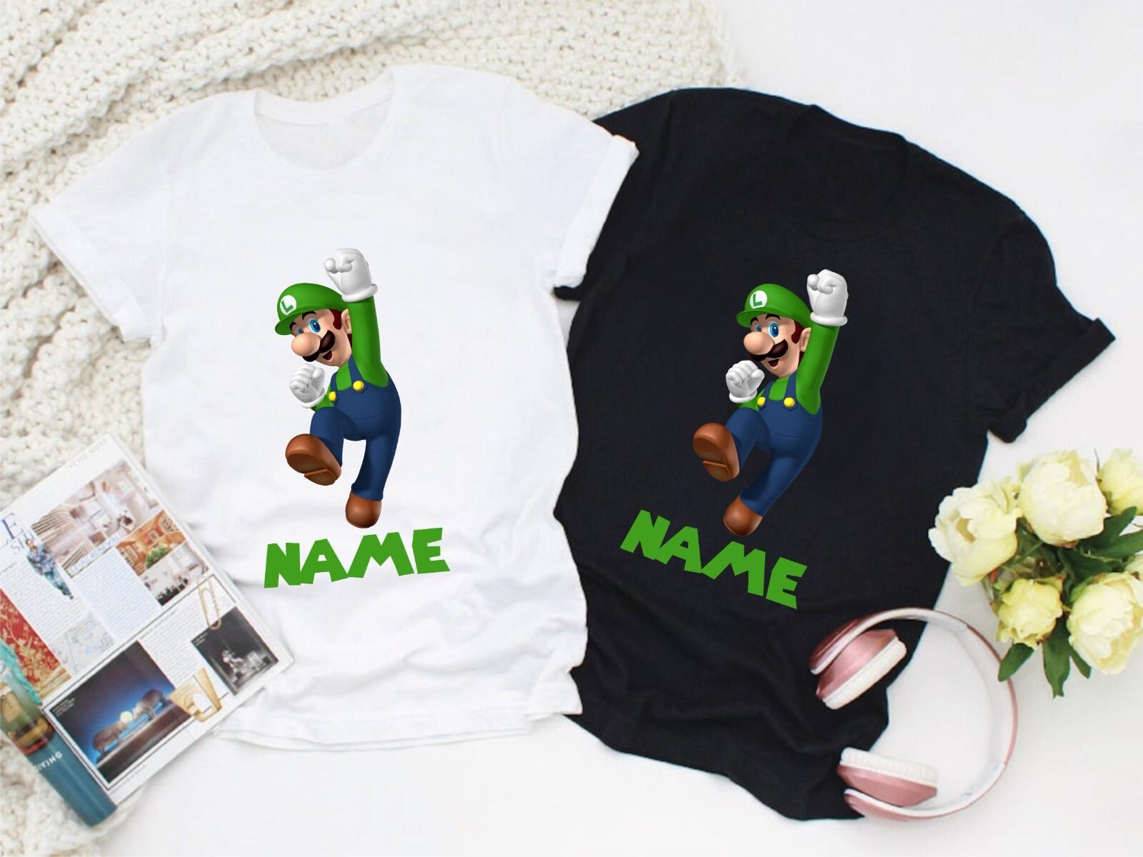 Personalised Super Luigi Name T-Shirt, Mario Video Game Unisex Kids Adult Shirt XXXL