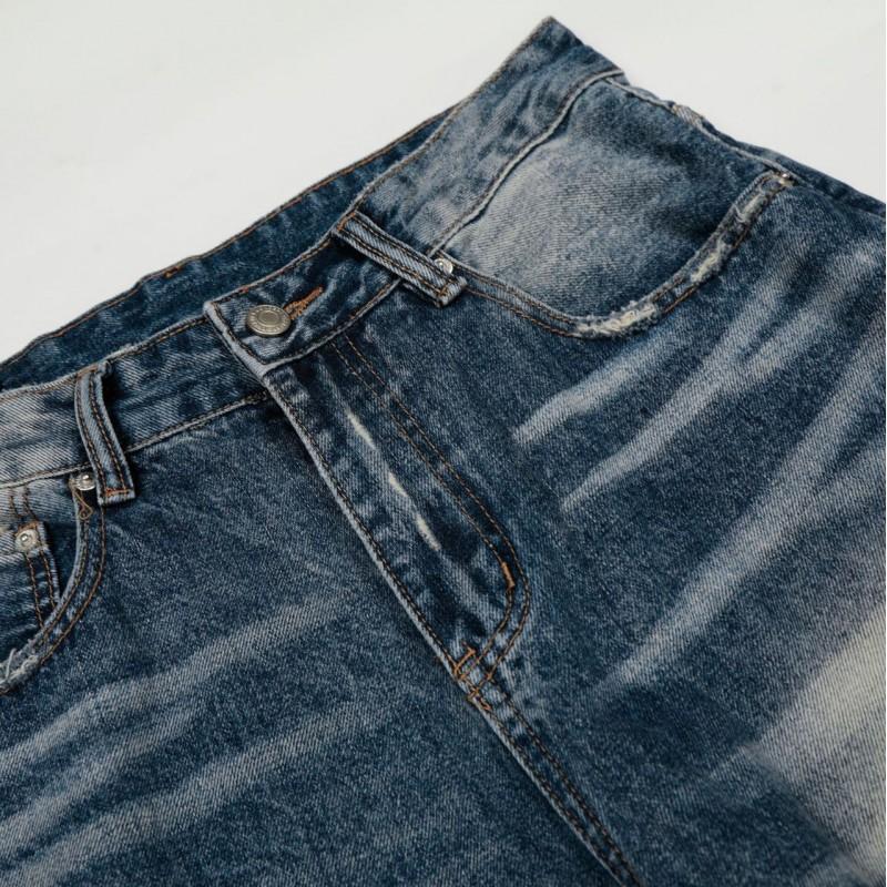 Unisex Distressed Washed Denim Jeans Loose Fit Straight Leg Wide Tube Pants Men Women Youth Casual Streetwear