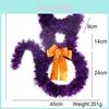 Large And Small Black Cat Halloween Wreath Decoration For Wall And Door Hangings