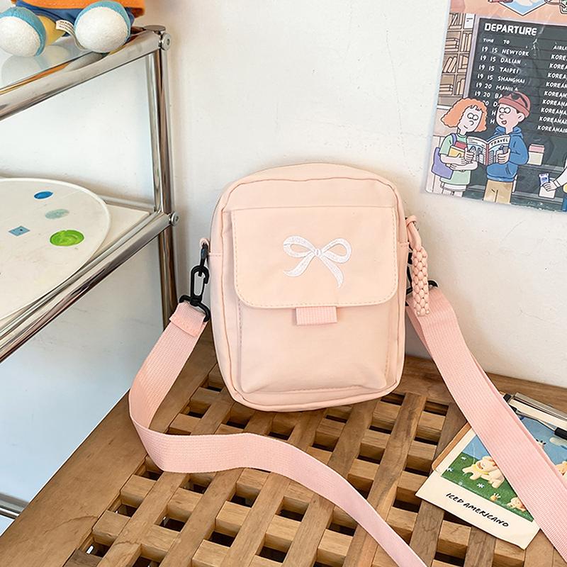 Women Bow Fashion Shoulder Bag Adjustable Strap Trendy Crossbody Bag Solid Color Daily Sports Messenger Bag Purses And Handbags