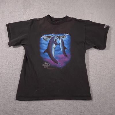 Vintage Back To Earth Delfine Shirt Herren XL Schwarz Hergestellt USA Grafik 1992 90er