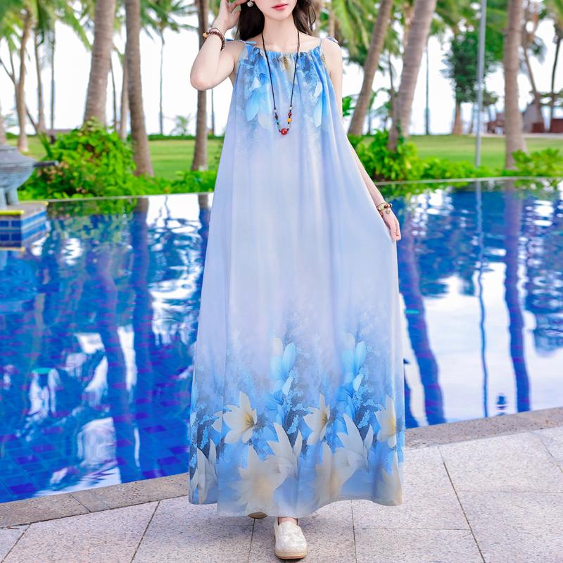 Casual Long Slip Dress for Women Summer Clothes Elegant Loose Plus Size Dress Beachwear