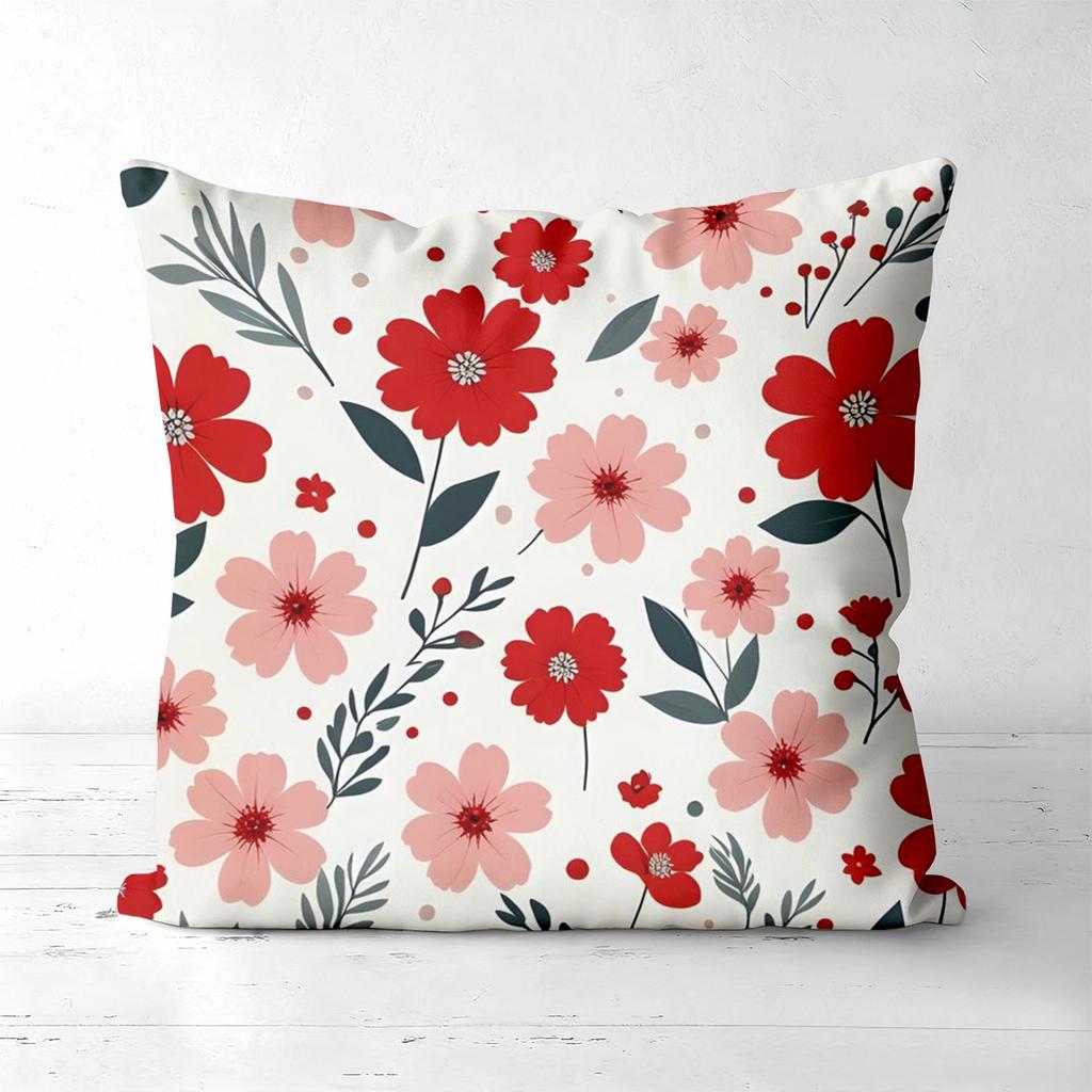 Floral Patterned Cushion Covers Red And Pink Polyester pillowcase, sofa decorative cushion cov Headboard Pillow