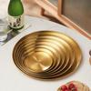 Gold Stainless Steel Thickened Dinner Plates Round Coffee Tray Dessert Cake Snack Fruit Steak Dishes Korean Cutlery Metal Plate