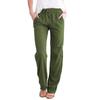 2026 Spring/Summer Women's Solid Color Cotton Linen Drawstring Wide-Leg Casual Pants