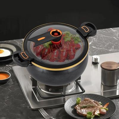 Casserole à Pression Modérée Trapue 7 L Antiadhésive Grande Capacité pour Soupe Couvercle Visible Casserole d'Ébullition Épaisse Cuisinière Céramique Électrique