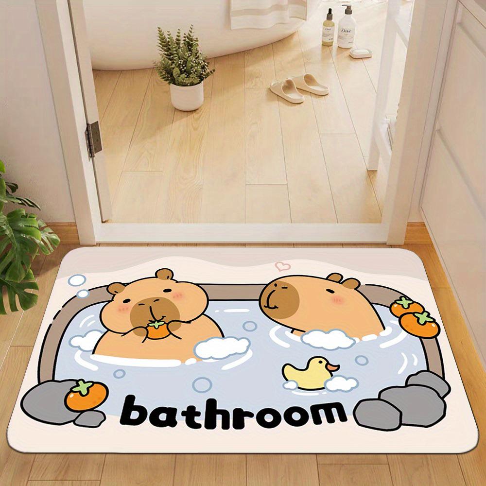 Cute Cartoon Anti-Slip Diatom Mud Bathroom Mat - Water Absorbent Foot Pad for Toilet Door