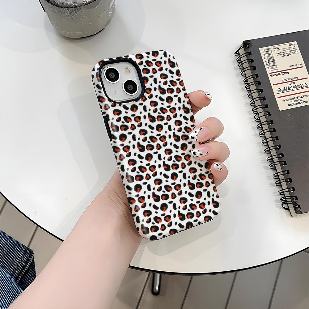Sweet and cool babe feeling full of wild leopard print Apple 17 mobile phone case iPhone12promax 2-in-1 protective case