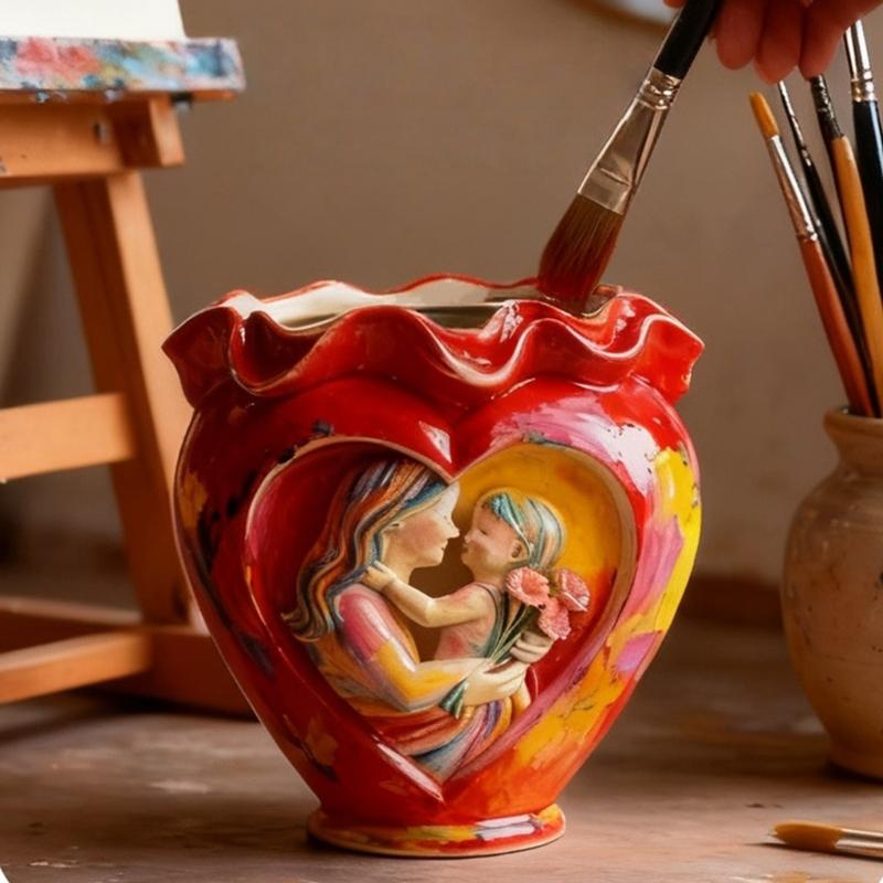 Heart Shaped Mother Daughter Silicone Planter Mould Crafting Tool For Casting Concrete Art And Home Decoration