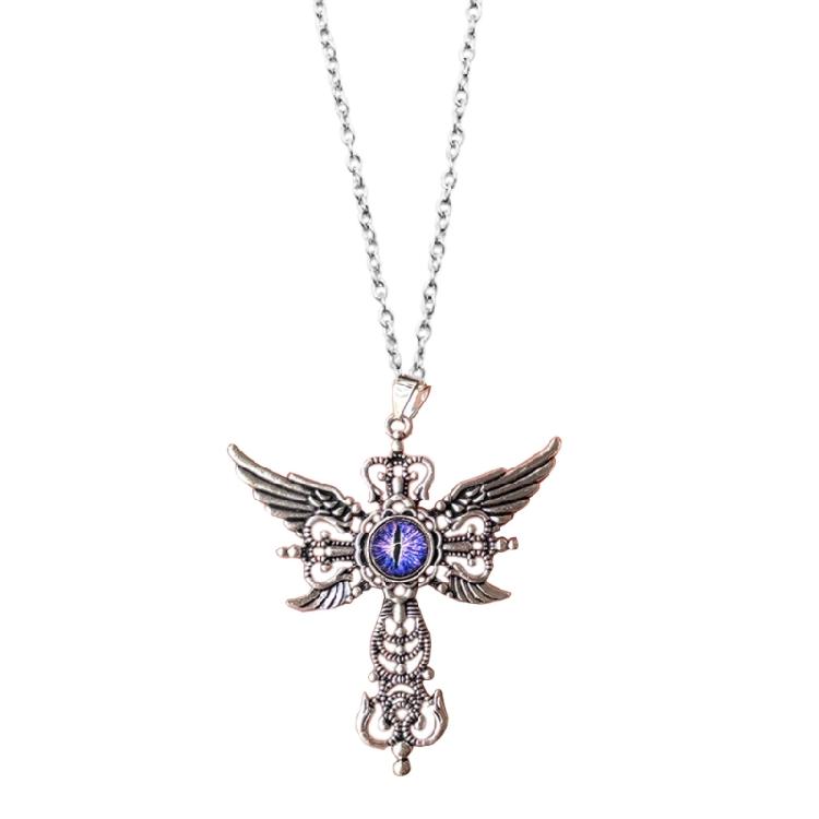 Trendsetting Crosses Pendant Necklace Adjustable Length Demon Wing Crucifix Necklace Fashion Neckchain for Daily Wear