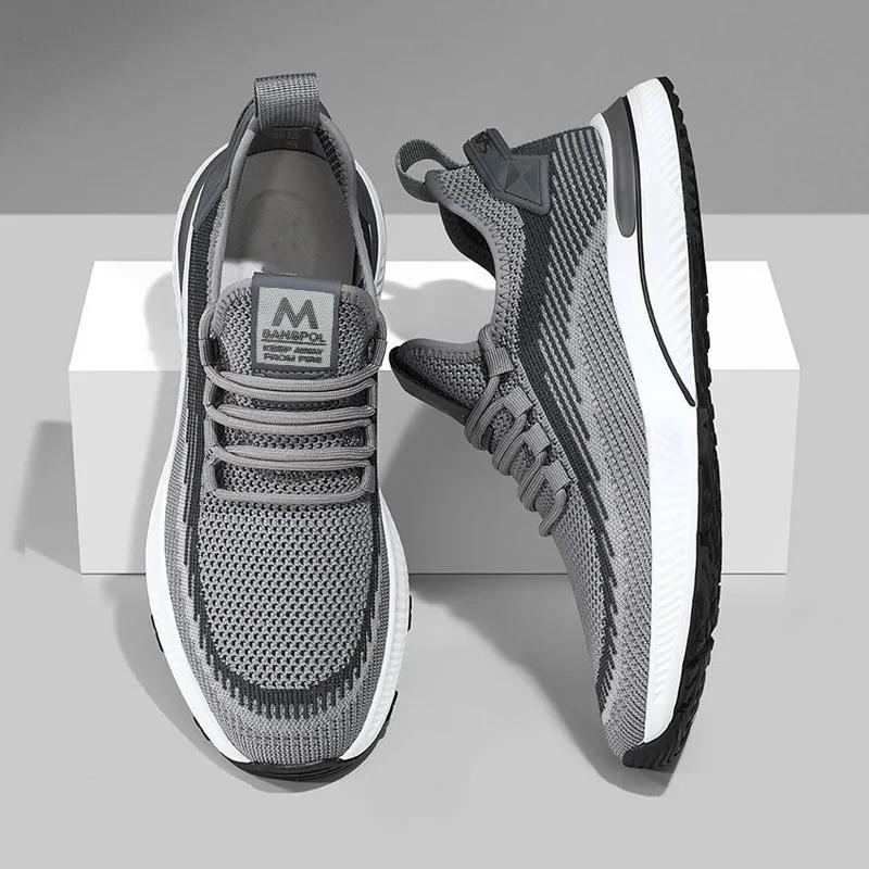 Men Casual Sneakers Breathable Lace Up Sports Shoes Male Autumn Running Shoes Mesh Comfortable Soft Sole N Slip Mens Shoes