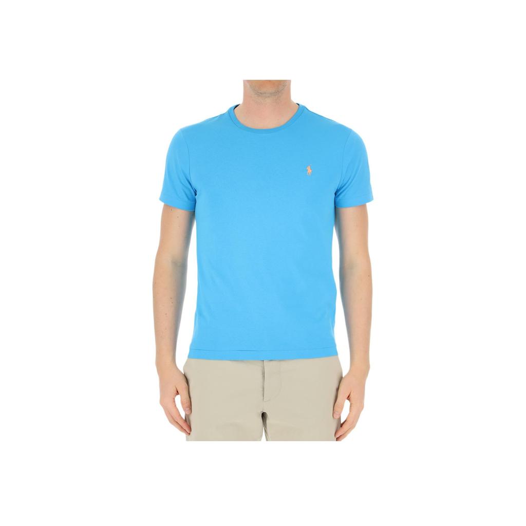 Polo Ralph Lauren Embroidered Logo Crew Neck Short Sleeve T-Shirt Men Tops Light-Blue 710671438-217