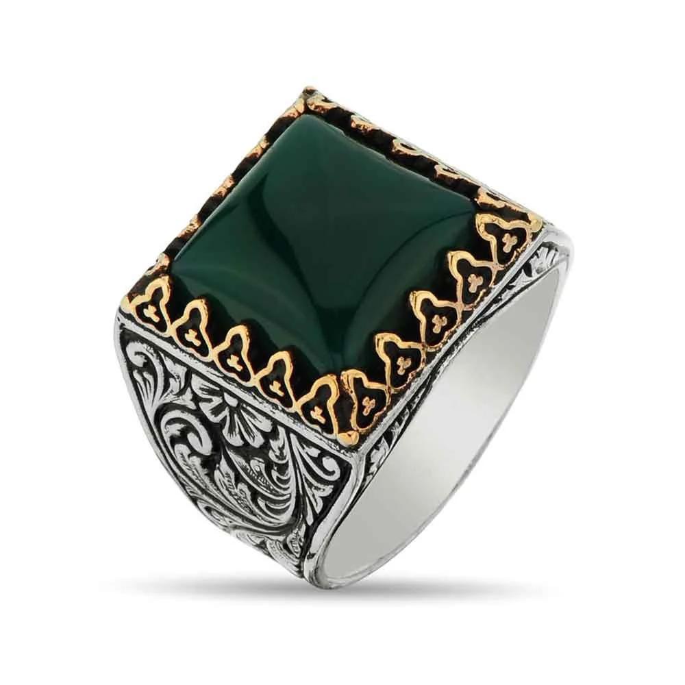 30 Styles Vintage Handmade Turkish Signet Ring For Men Women Ancient Zinc Alloy Color Black Onyx Stone Punk Rings Religious Zircon