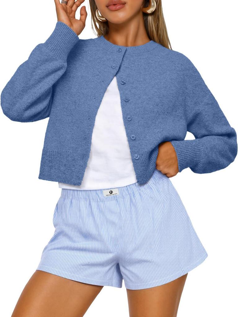 Cropped Cardigan Sweaters for Women Fall Fashion Clothes 2026 Lightweight Knit Button-Down, Versatile Layering Piece for Fall, Spring & Office Wear