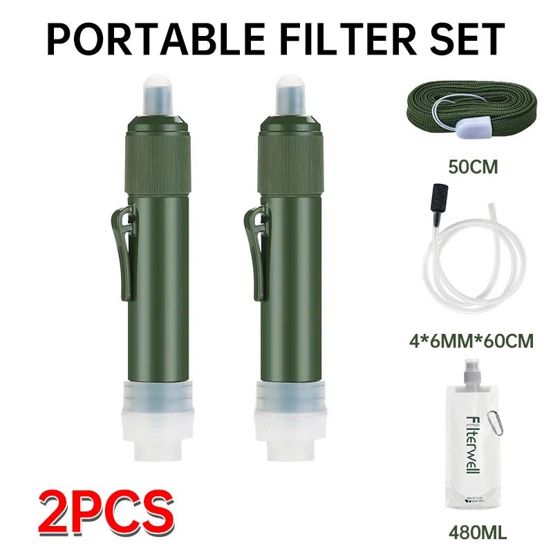 Outdoor Mini Portable Water Purification Filter Straw TUP Carbon Fiber Emergency Water Purifier Camping Survival Supplies