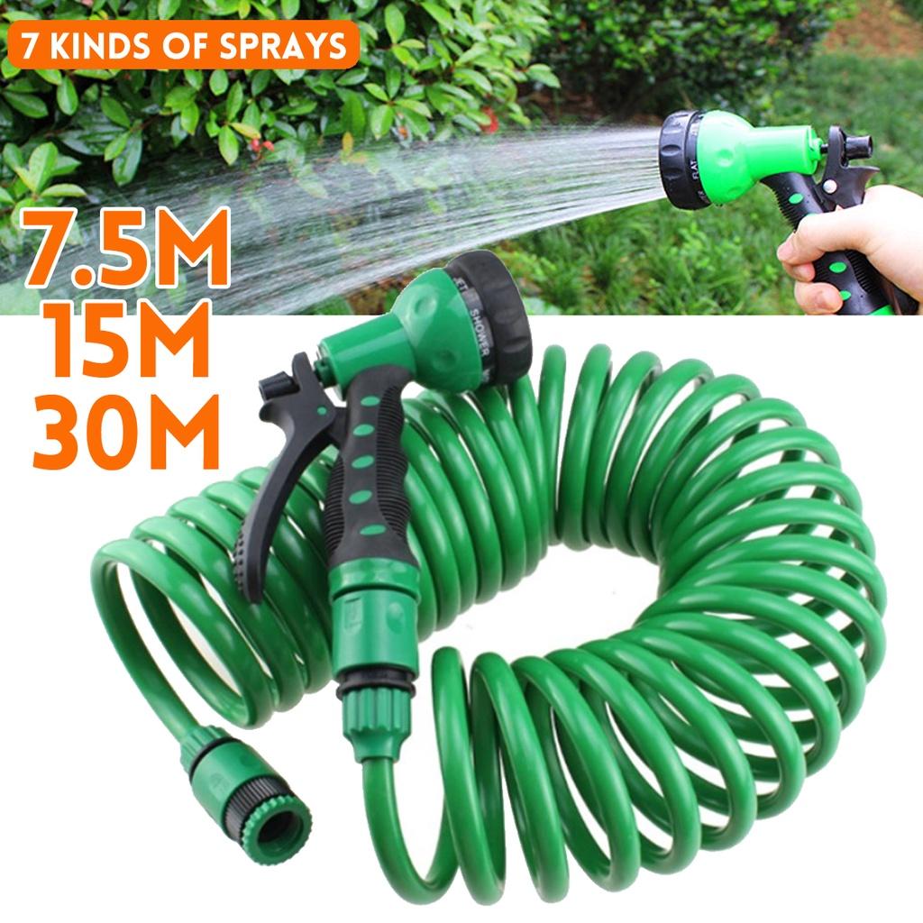 7.5M/15M/30M Plant Watering With Spray Guns ABS+EVA Garden Water Hose Retractable Coil Magic Flexible Car Cleaning Spring Pipe Plastic Hose