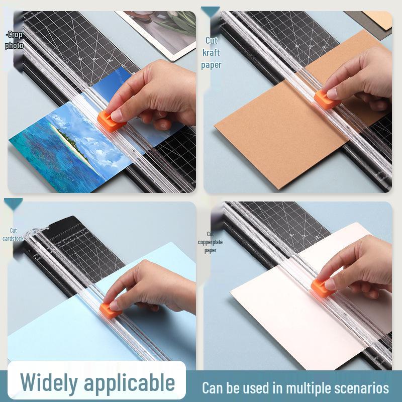 Compact Portable Paper Cutter - Bidirectional Sliding Knife for Photos and Paper Chopping.