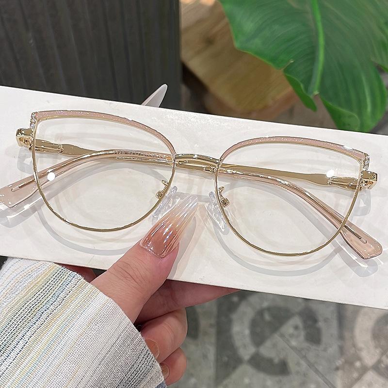 Cat Eye Shape Glasses Frame Women Korean Style Rhinestone Decoration Woman Glasses Fashion Stylish Decorative Glass