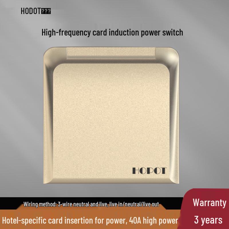 Hotel B&B Inn Card Insertion Power Switch, 40A, 86 Type, Delayed High/Low Frequency Induction Switch Panel