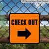 2D Flat 1pc Orange Background CHECK OUT Arrow Aluminum Hanging Metal Plaque, Direction Signage for Boutique Warehouse Mall Convenience Store Checkout