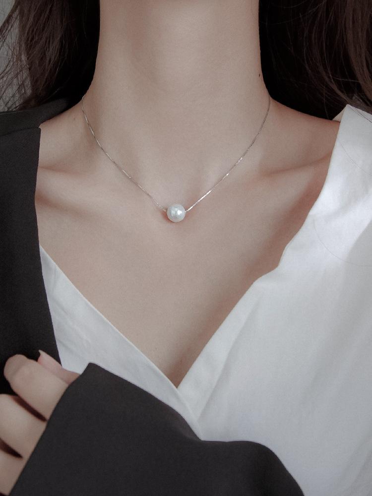 Synthetic Freshwater Pearl Box Necklace Elegant Simple Women