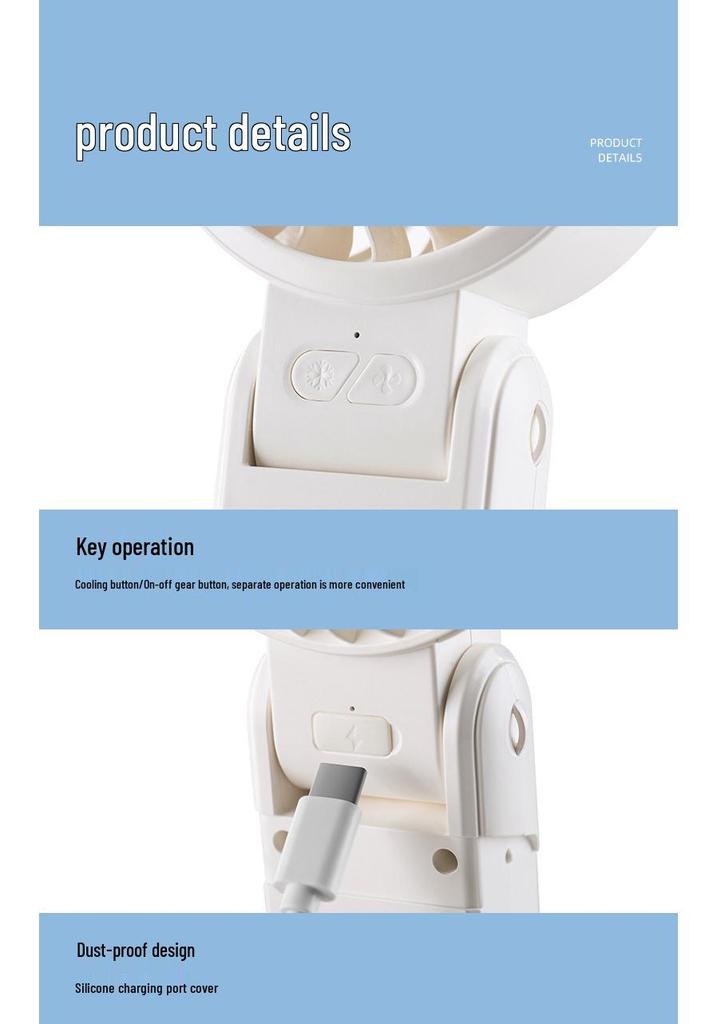 Portable Neck-Hanging Handheld Fan with Semiconductor Cooling and Foldable Ice Pack