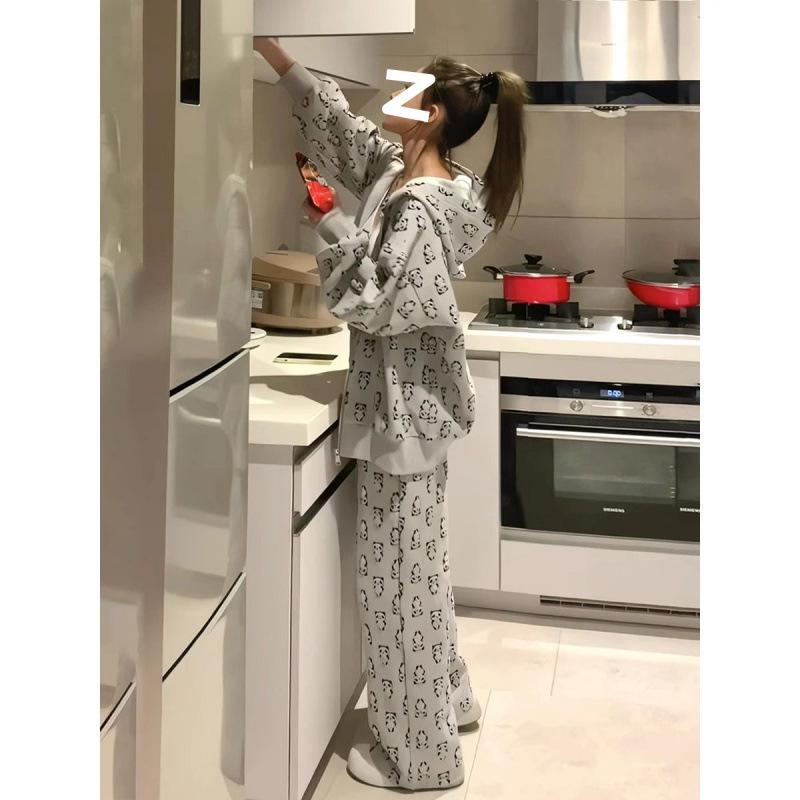 

Plus Size 300 Jin Fashion Hooded Sweatshirt & Wide-Leg Pants Set - Women s Early Autumn Casual Style XL (60-75 kg)