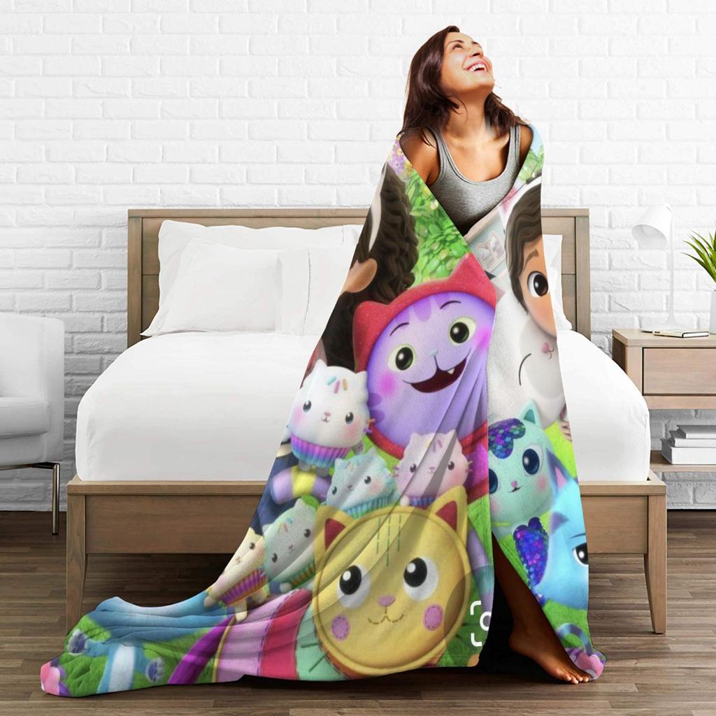G-Gabby’s Dollhouseds Plush  Warm Soft Blanket  Children Plush Throw Blanket Print Couch Chair Flannel Bedspread Sofa Bed Cover