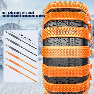 Snow Chains For Trucks Reusable Traction Belt 5 Pieces Non-Slip Zip Tie Car Tires Chain For Vehicle Automotive Scooter SUV Sedan