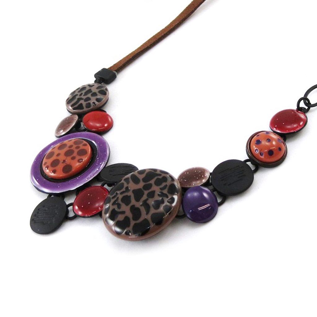 NOA [J2169] - Collier Créateur 'Safari' marron violet