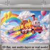 2D Rainbow Cloud Cartoon Train Backdrop Ball Rocket Kids Birthday Photo Banner