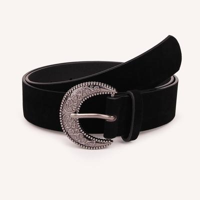 New Retro Deer Leather Velvet Autumn and Winter Fashionable and Elegant Women's Belt Carved French Beautiful Women's Belt