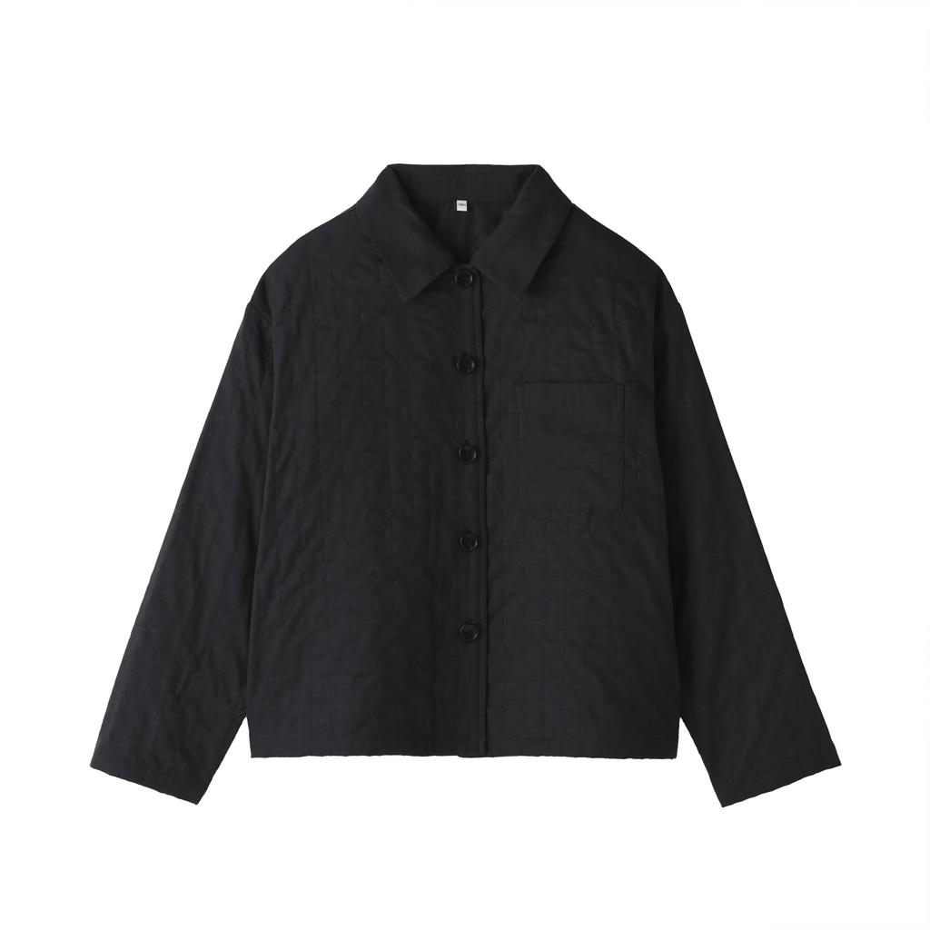 MUJI Women's Kapok Blend Double Gauze Quilted Jacket, Black, Size XL, BD103A5S