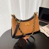 Diamond Pattern Patchwork PU Shoulder Bag - Versatile Chain Lock Crossbody for Autumn/Winter