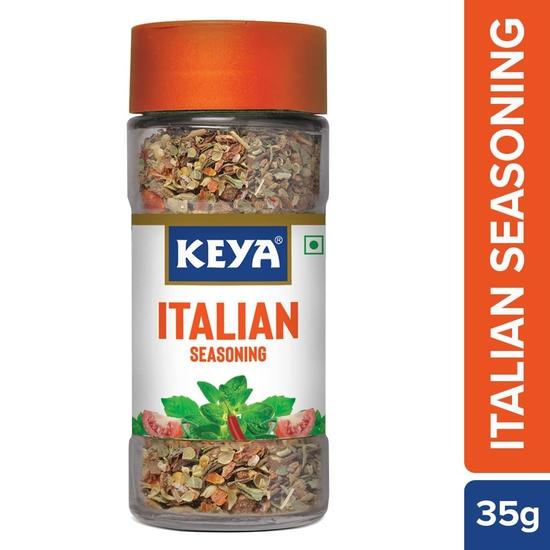 Keya Italian Seasoning, All Natural & Healthy Italian Spice Blend for Pizza, Pasta| Glass Bottle | Premium Herbs and Spices 35gm