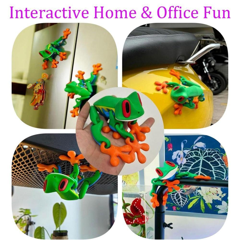 Realistic Magnetic Frog Toy Stress Relief Toys Jointed Jumping Frogs Model 3D Printed Magnet Frog
