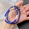 Vintage 5mm Natural Lapis Lazuli Freshwater Pearl Design Multi-loop Bracelet Bracelet