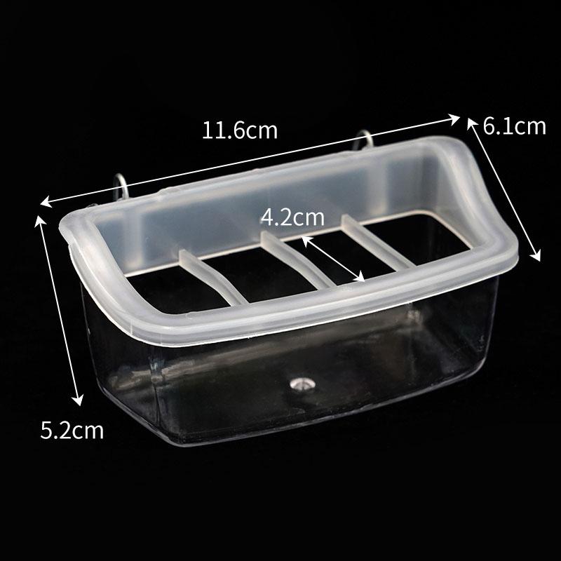 Bird Feeding Box Plastic Anti Spill Feeding Trough With Iron Wire Hangable Four Grid Feeding Tools For Birds Parrots Etc