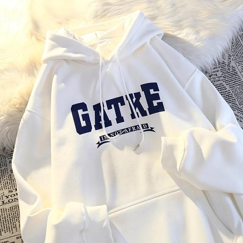 Wiosna 2025 Męska bluza z kapturem w stylu Hongkongu, luźny krój, modny nadruk z literami marki, wszechstronna odzież wierzchnia, top casualowy