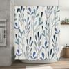 Blue Green Leaf Shower Curtain with Water Repellent Fabric for Bathroom Decor 72x84in Large Size Bath Linen Modern Style Waterpr